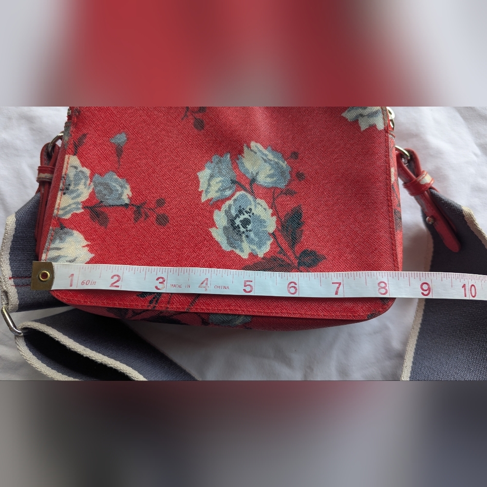 Cath Kidston Red Floral Crossbody Bag Wide Adjustable Strap - Picture 12 of 15